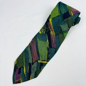 Azia Men's Necktie Abstract Multicolor Made in USA 53" L x 3.375" W